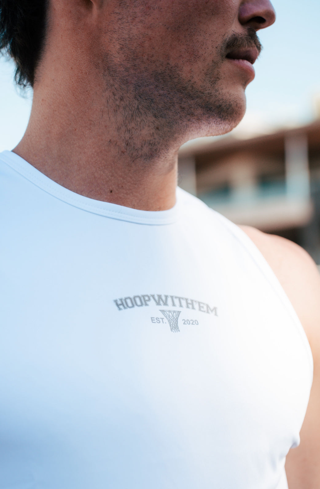 Men's Short Sleeve Compression Top (White, Centre Logo)